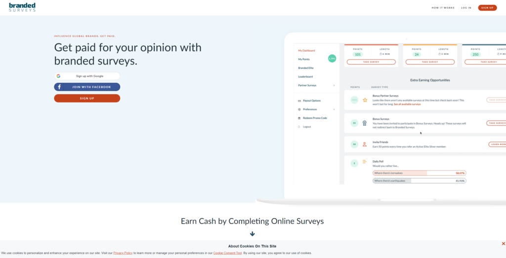 branded surveys landing page