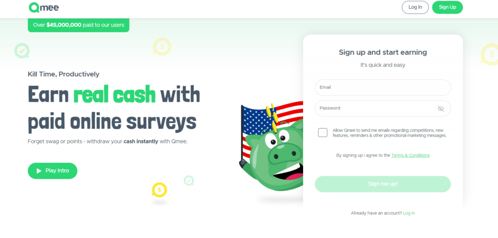 Qmee landing page