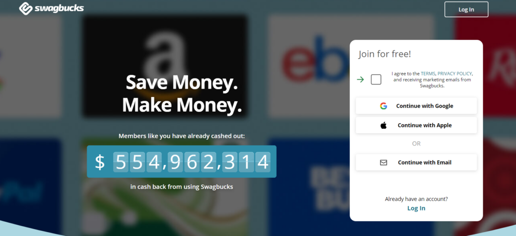 Swagbucks website landing page